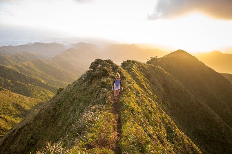 woman running on a hill